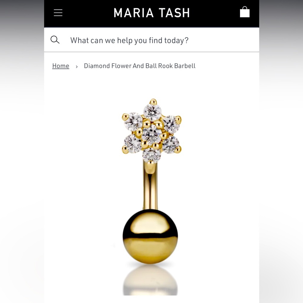 Maria Tash Diamond Flower and Ball Rook Barbell